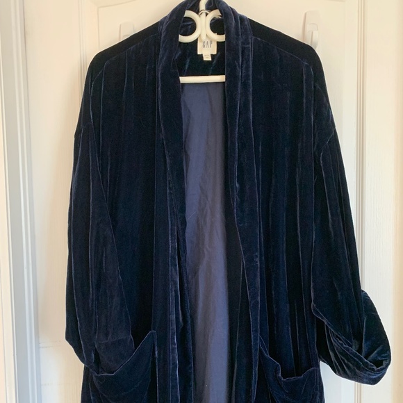 GAP Blue Velvet Robe Relaxed Fit Intimates - Picture 1 of 5